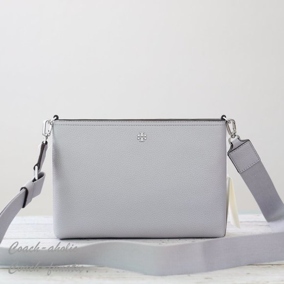 NWT Tory Burch Blake Swingpack Leather Crossbody Bag in Bay Gray - Picture 3 of 11